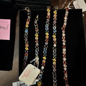 REVOLVE Camila Coelho Gemstone Necklace AND Bracelet Set Multicolor Heart Shapes